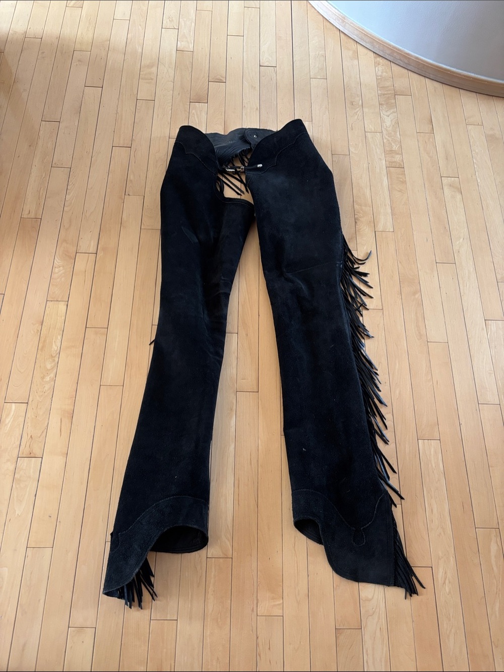 Black Suede Fringe Women's Chaps
